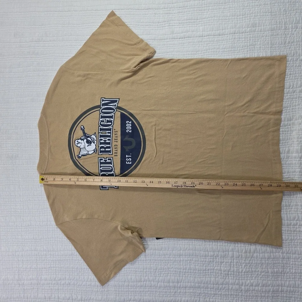 True Religion Men XL Horseshoe Logo T-Shirt Travertine Brown Graphic Tee NWT